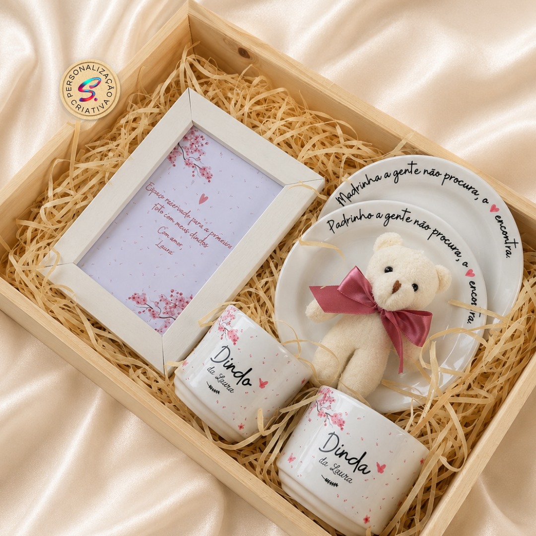 Kit dindo e dinda personalizado batizado