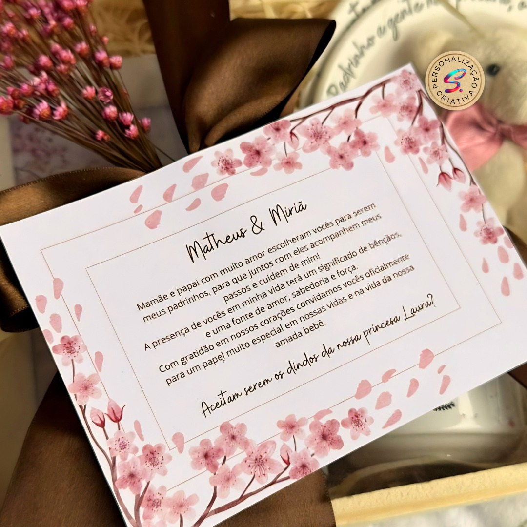 Carta convite padrinhos personalizada