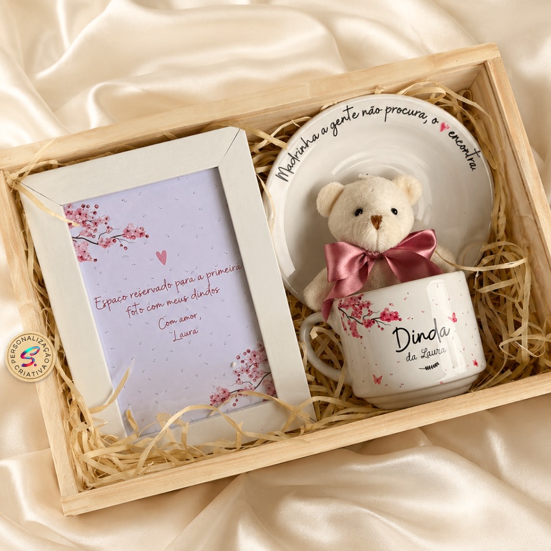 Kit dinda caneca e prato madrinha