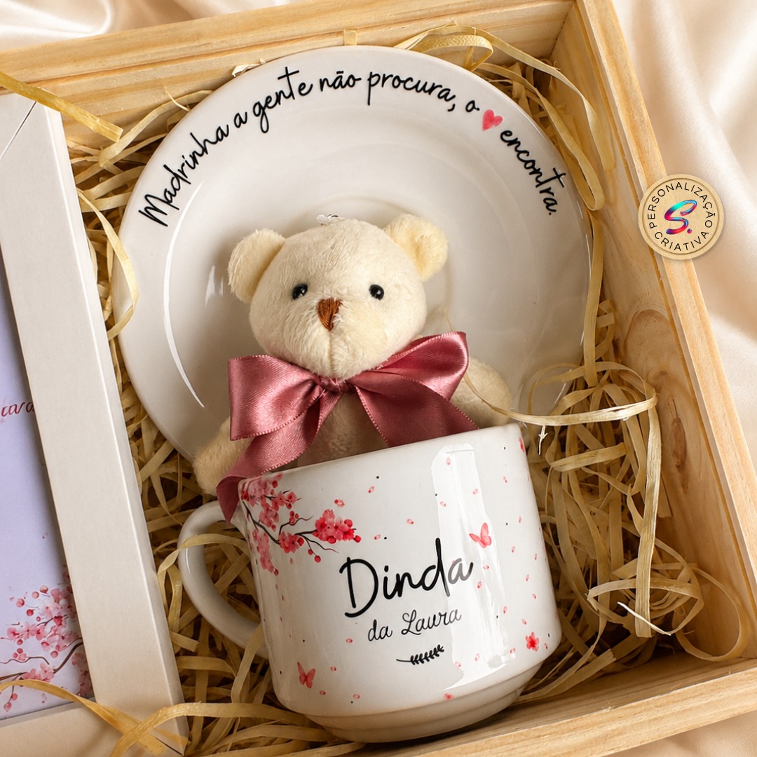 Kit dinda caneca e prato madrinha close
